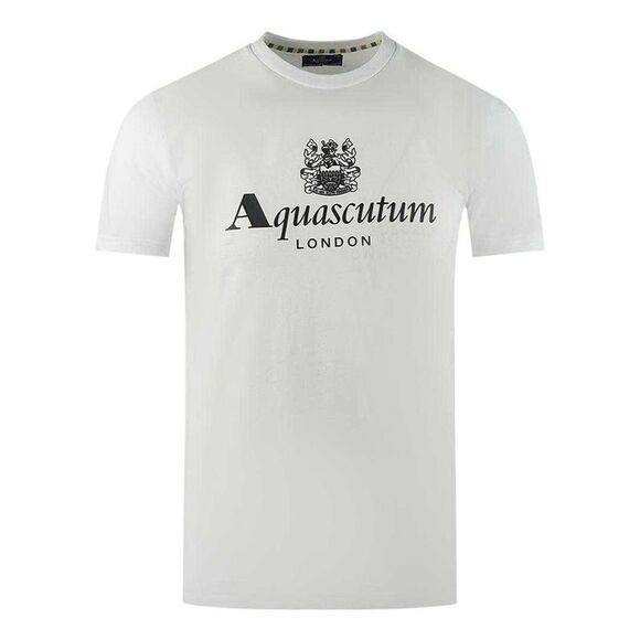 Aquascutum Mens London Aldis Logo T-Shirt / White